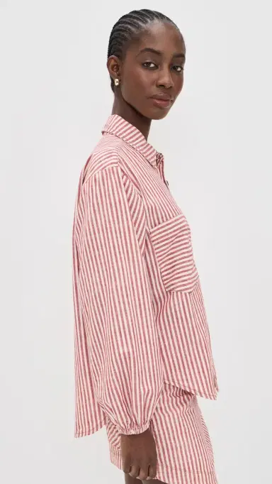 Dress To Striped Twill Shacket tripes | Thumbnail 4