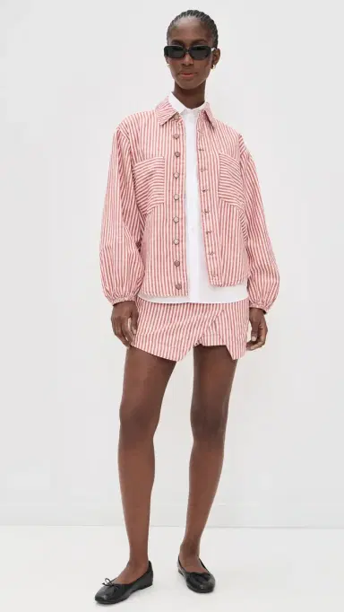 Dress To Striped Twill Shacket tripes | Thumbnail 5