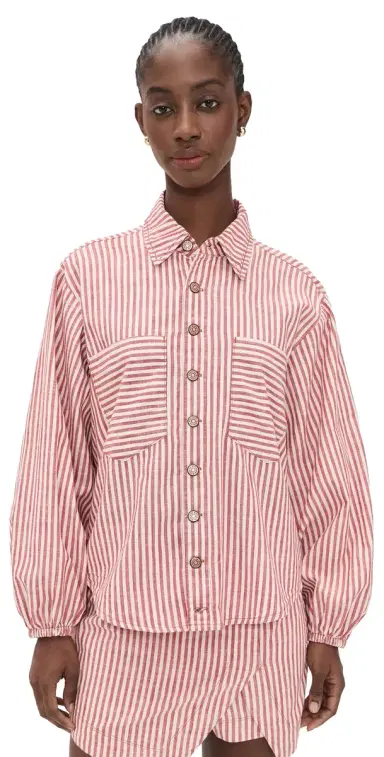 Dress To Striped Twill Shacket tripes | Thumbnail 1