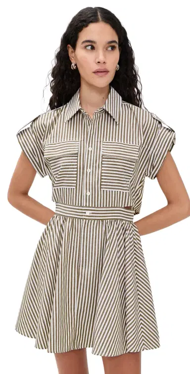o.p.t o. p.t Rowe Dress Olive Stripe S | Thumbnail 1