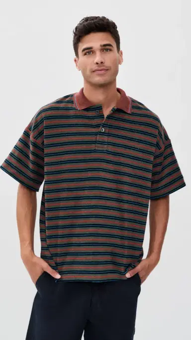 Howlin' Howlin' Striped Terry Space Polo Astro Mind M | Thumbnail 2