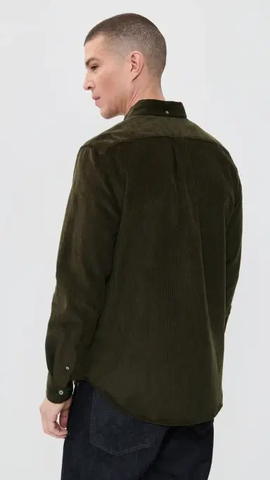 Portuguese Flannel Lobo 2.0 Corduroy Button Down Shirt Olive | Thumbnail 3 Portuguese Flannel Lobo 2.0 Corduroy Button Down Shirt Olive | Thumbnail 3