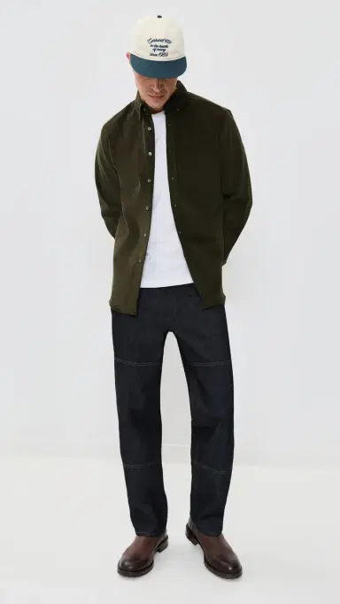 Portuguese Flannel Lobo 2.0 Corduroy Button Down Shirt Olive | Thumbnail 5 Portuguese Flannel Lobo 2.0 Corduroy Button Down Shirt Olive | Thumbnail 5