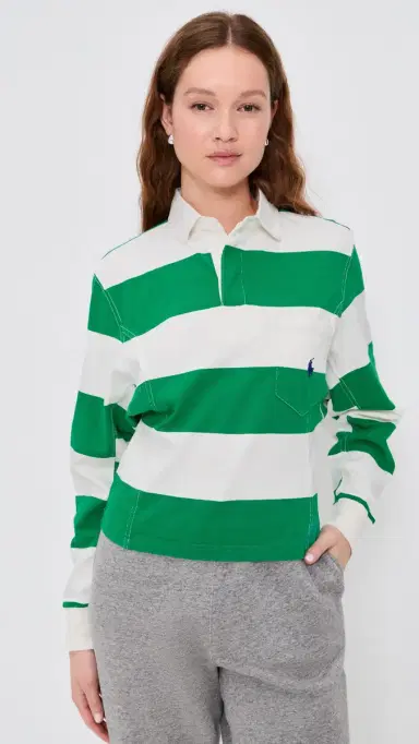 Polo Ralph Lauren Jersey Polo Top Billiard Green/Deckwash White | Thumbnail 2