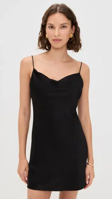 Alice + Olivia Harmony Mini Slip Dress Black 4 | Thumbnail 2