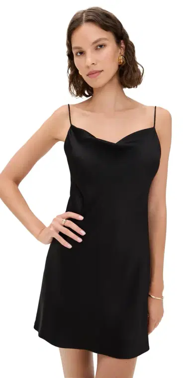 Alice + Olivia Harmony Mini Slip Dress Black 4 | Thumbnail 1