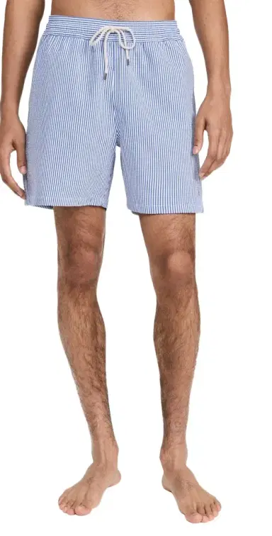 Polo Ralph Lauren Traveler Seersucker Swim Trunks 6 Cruise Royal Seersucker | Thumbnail 1 Polo Ralph Lauren Traveler Seersucker Swim Trunks 6 Cruise Royal Seersucker | Thumbnail 1