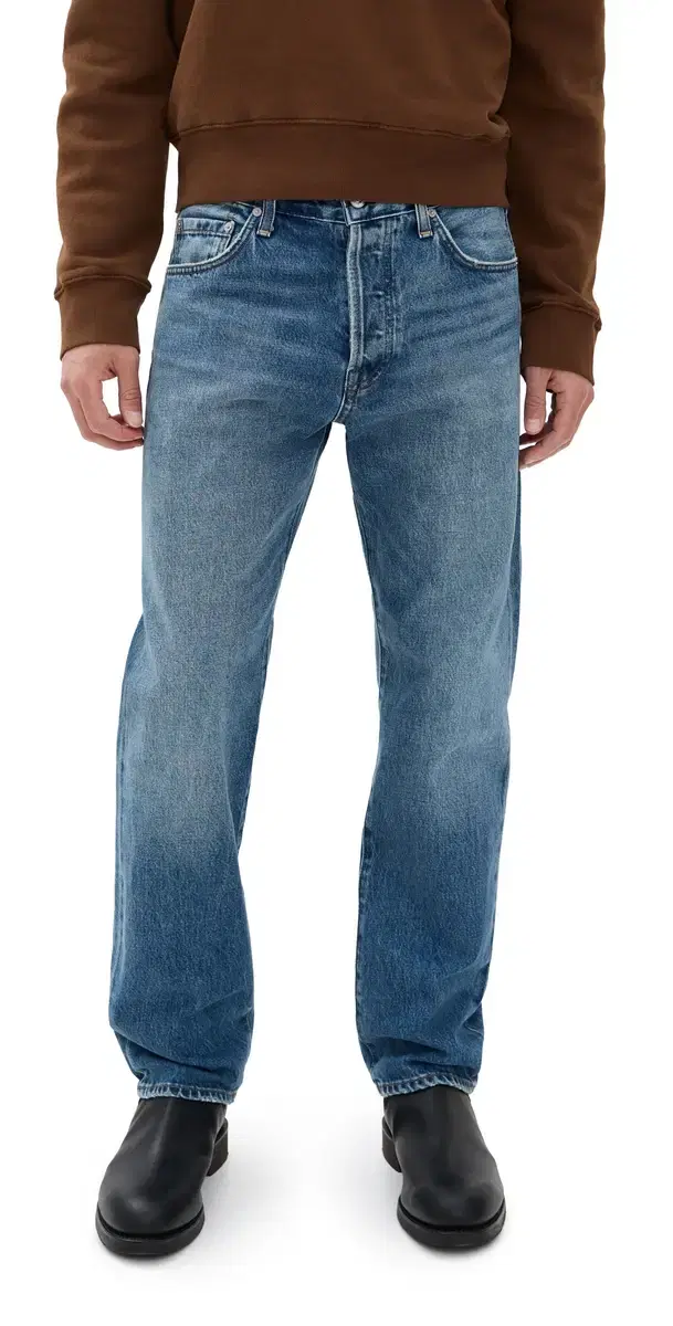 Beau Relaxed Straight Fit Jeans Mid Blue