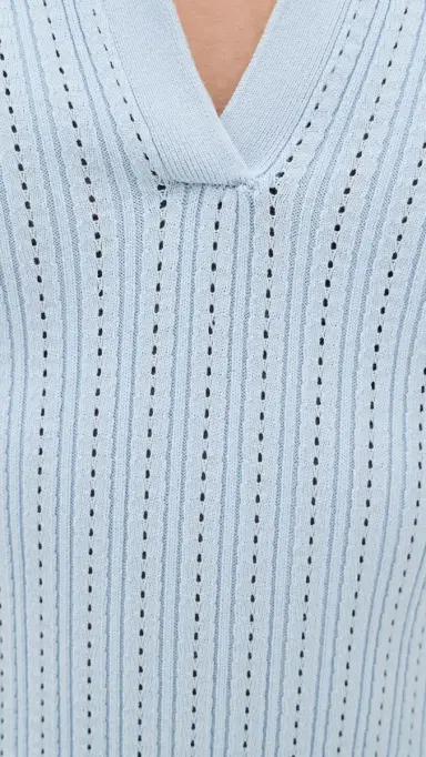Joe's Jeans The Jess Pointelle Polo Shirt Powder Blue | Thumbnail 6