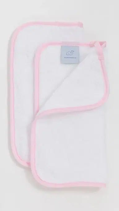 Weezie Signature Washcloths 2 Pack Ballet Pink on White One Size | Thumbnail 2
