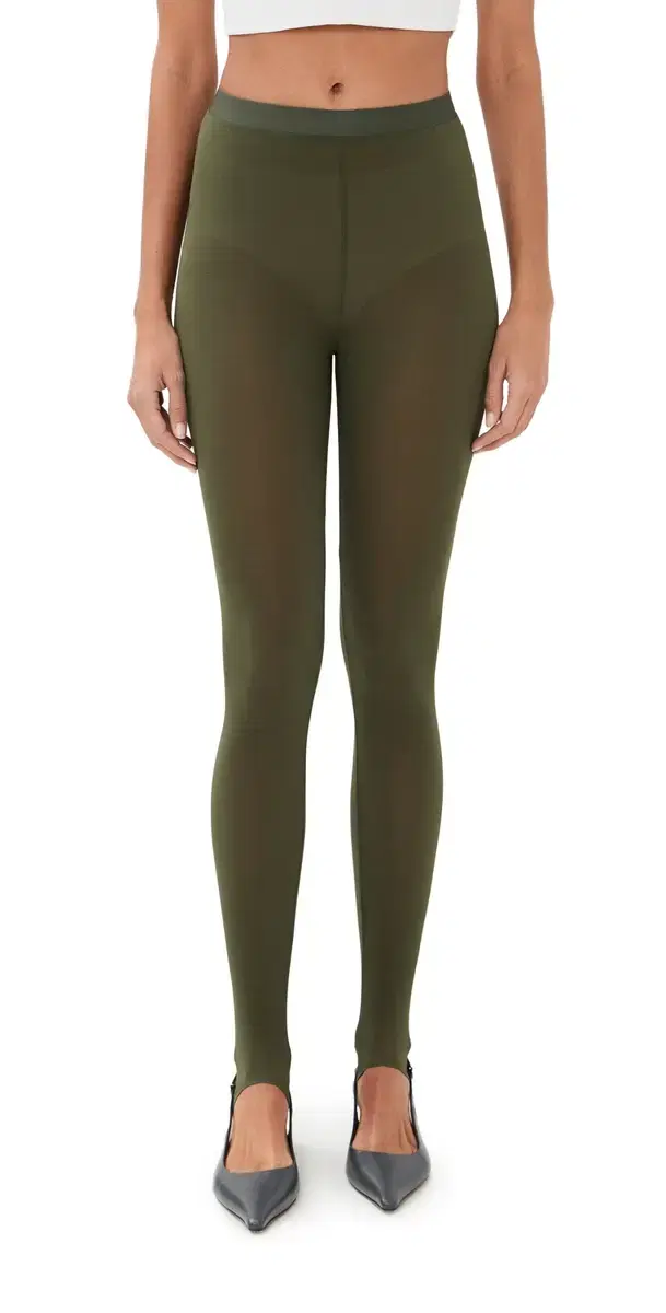 WARDROBE. NYC Sheer Stirrup Leggings Military