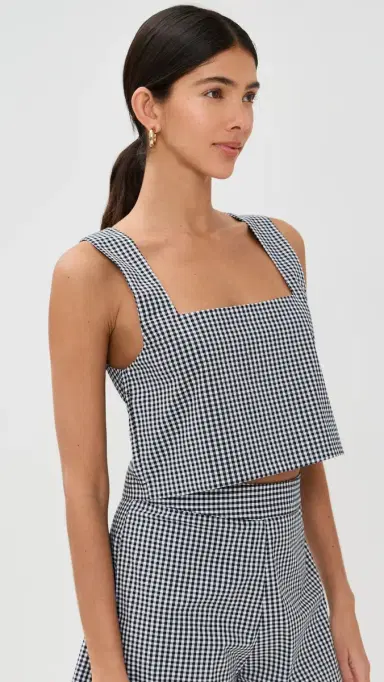 LE BOP Desiree Cropped Tank Gingham Black & White XL | Thumbnail 4