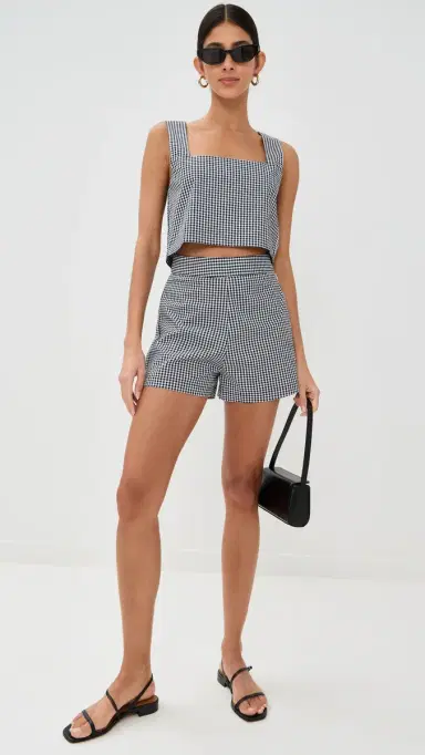LE BOP Desiree Cropped Tank Gingham Black & White XL | Thumbnail 5