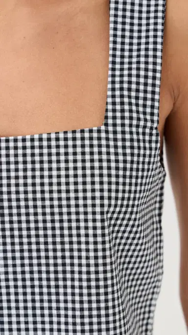 LE BOP Desiree Cropped Tank Gingham Black & White XL | Thumbnail 6