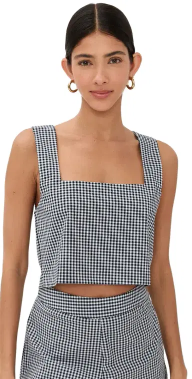 LE BOP Desiree Cropped Tank Gingham Black & White XL | Thumbnail 1