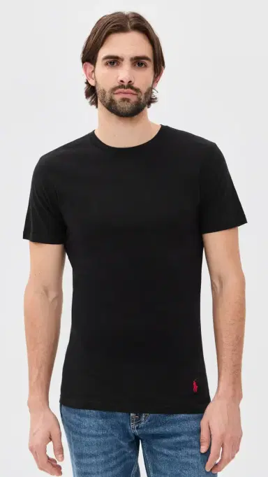 Polo Ralph Lauren Underwear Slim Fit Cotton Crew Tee 3 Pack Polo Black L | Thumbnail 3