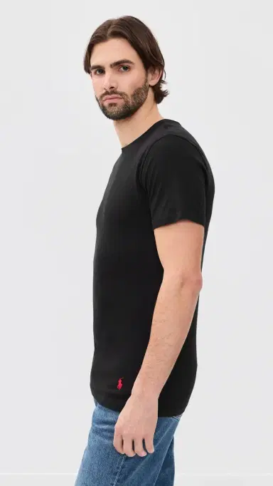 Polo Ralph Lauren Underwear Slim Fit Cotton Crew Tee 3 Pack Polo Black L | Thumbnail 5