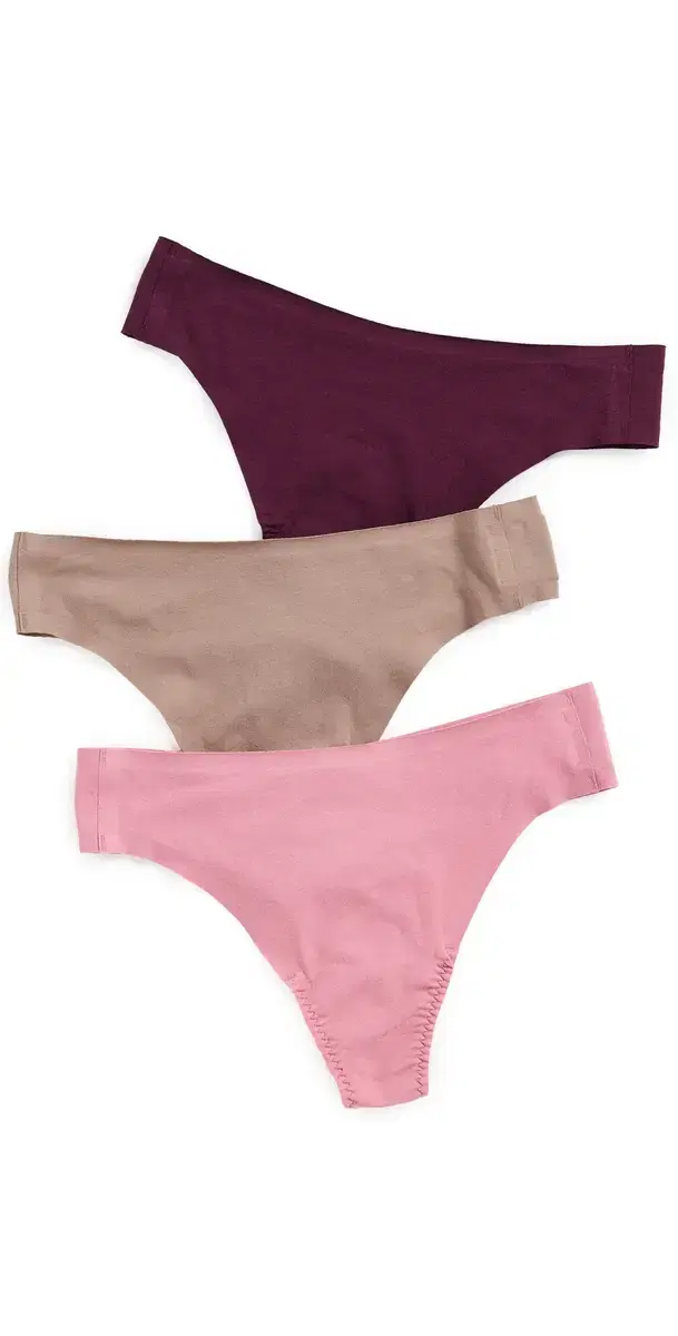 Fit To You Cotton Thongs 3 Pack Plumberry/Rose/Café Au Lait One Size