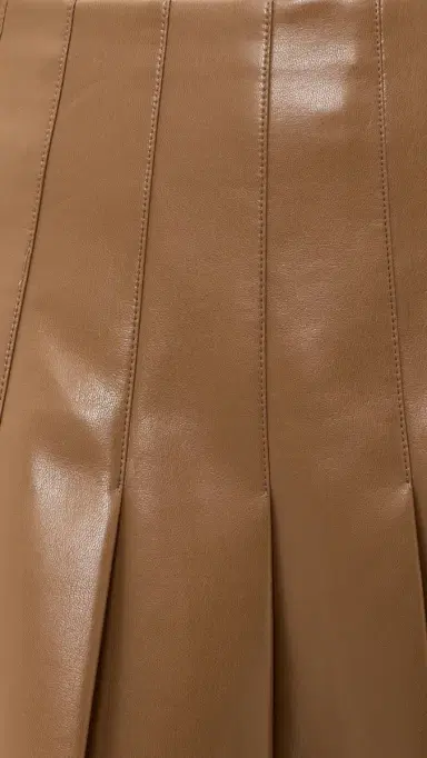 Alice + Olivia Carter Vegan Leather Stretch Pleated Skirt Camel 4 | Thumbnail 6