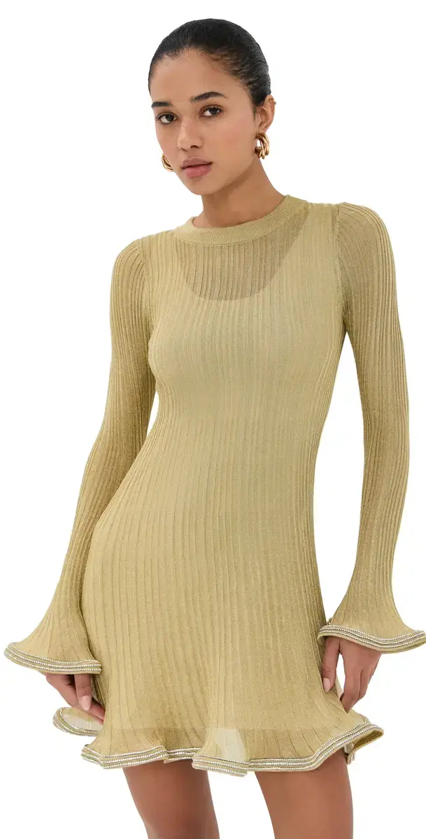 Zelda ong Sleeve Mini Dress Gold