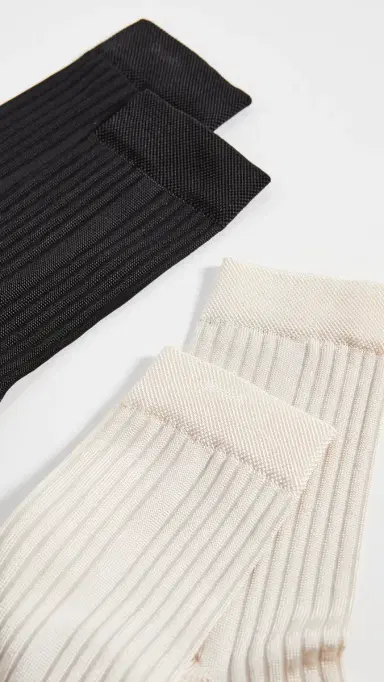 Stems Classic Rib Socks 2 Pack Black & Ivory One Size | Thumbnail 3