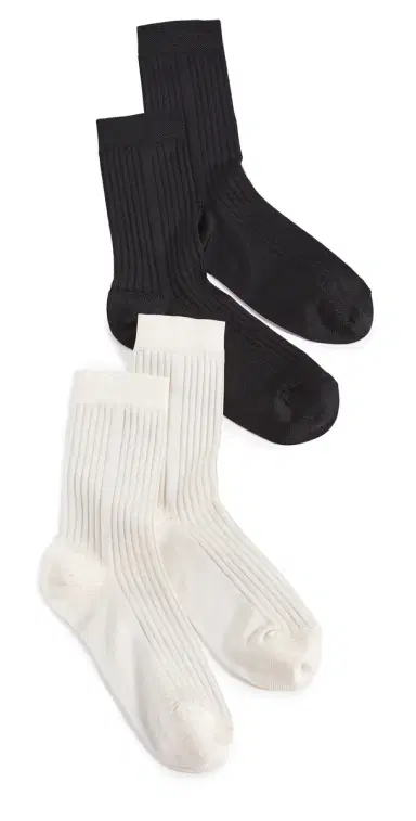 Stems Classic Rib Socks 2 Pack Black & Ivory One Size | Thumbnail 1