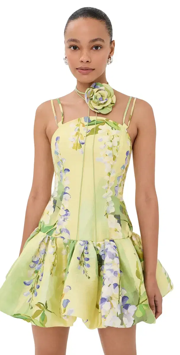 Lorena Puff Mini Dress Wisteria Print