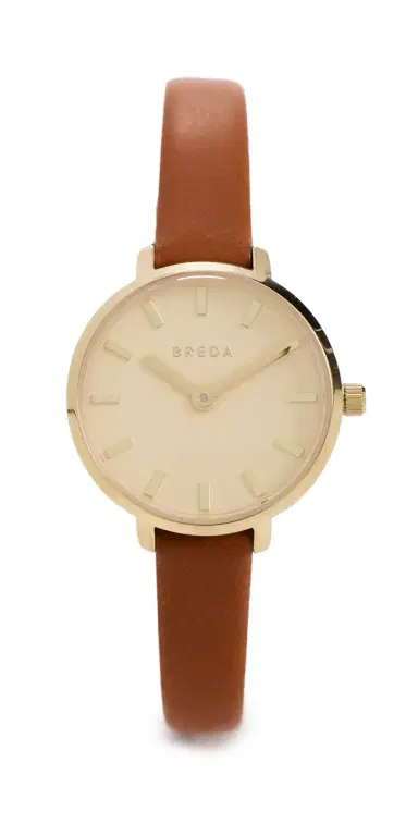 Breda Beverly Leather Watch Gold/Brown One Size | Thumbnail 1 Breda Beverly Leather Watch Gold/Brown One Size | Thumbnail 1