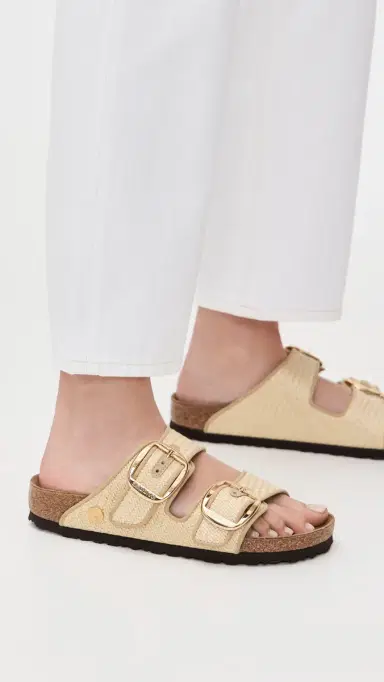 Birkenstock Arizona Big Buckle Raffia Sandals Natural 36 | Thumbnail 3