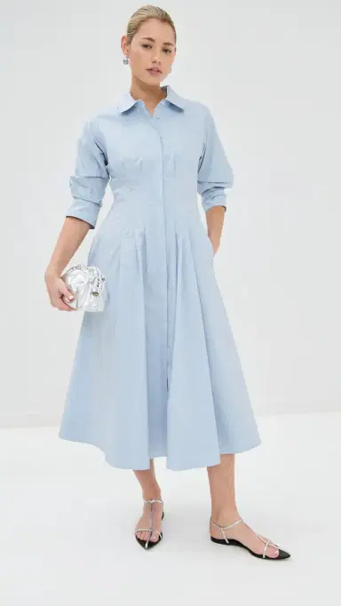 Simkhai Jazz Pintuck Midi Dress Periwinkle Sky | Thumbnail 5