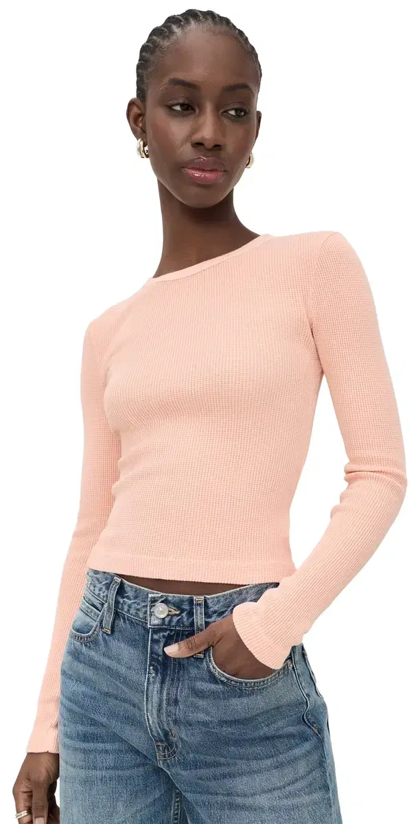 Pilar Waffle Crewneck Top elon Crème