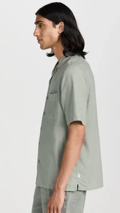 Onia Air Linen Convertible Vacation Shirt Sage L | Thumbnail 4