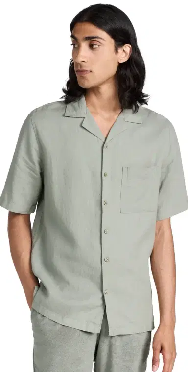 Onia Air Linen Convertible Vacation Shirt Sage L | Thumbnail 1