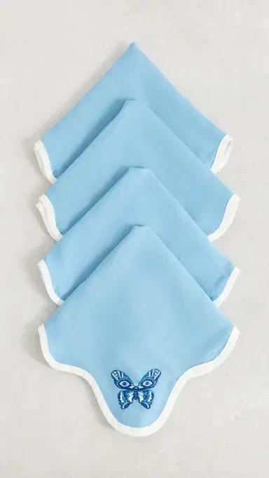 Jonathan Adler Butterfly Napkin Set Blue/White One Size | Thumbnail 2