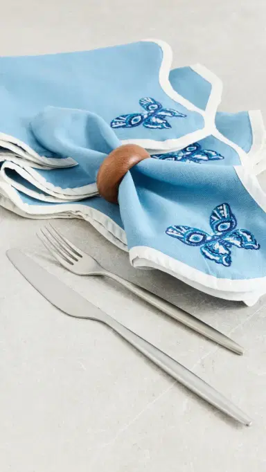 Jonathan Adler Butterfly Napkin Set Blue/White One Size | Thumbnail 3
