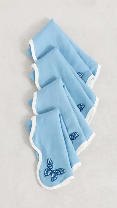 Jonathan Adler Butterfly Napkin Set Blue/White One Size | Thumbnail 4