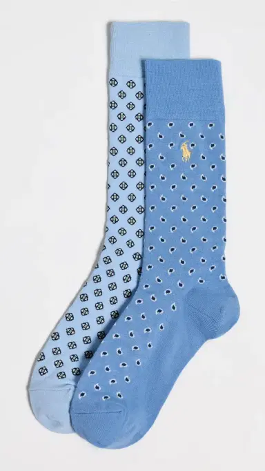 Polo Ralph Lauren Foulard Socks 2 Pack Ltblu 10-13 | Thumbnail 2