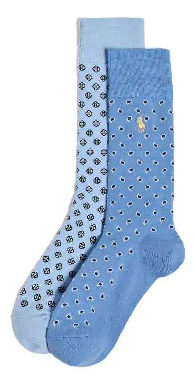 Polo Ralph Lauren Foulard Socks 2 Pack Ltblu 10-13 | Thumbnail 1