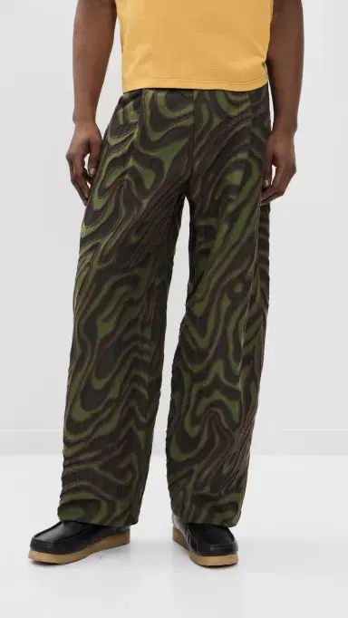 Nicholas Daley Wide Leg Pleated Trousers Olive | Thumbnail 3 Nicholas Daley Wide Leg Pleated Trousers Olive | Thumbnail 3
