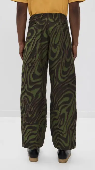 Nicholas Daley Wide Leg Pleated Trousers Olive | Thumbnail 4 Nicholas Daley Wide Leg Pleated Trousers Olive | Thumbnail 4