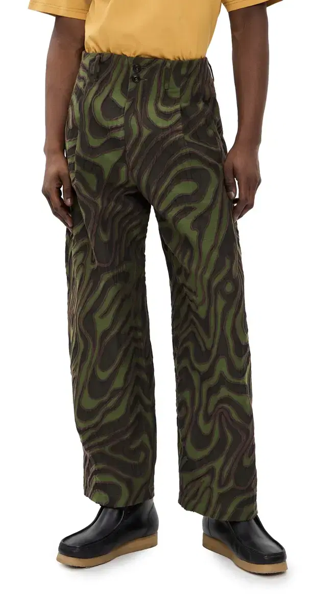 Wide Leg Pleated Trousers Olive