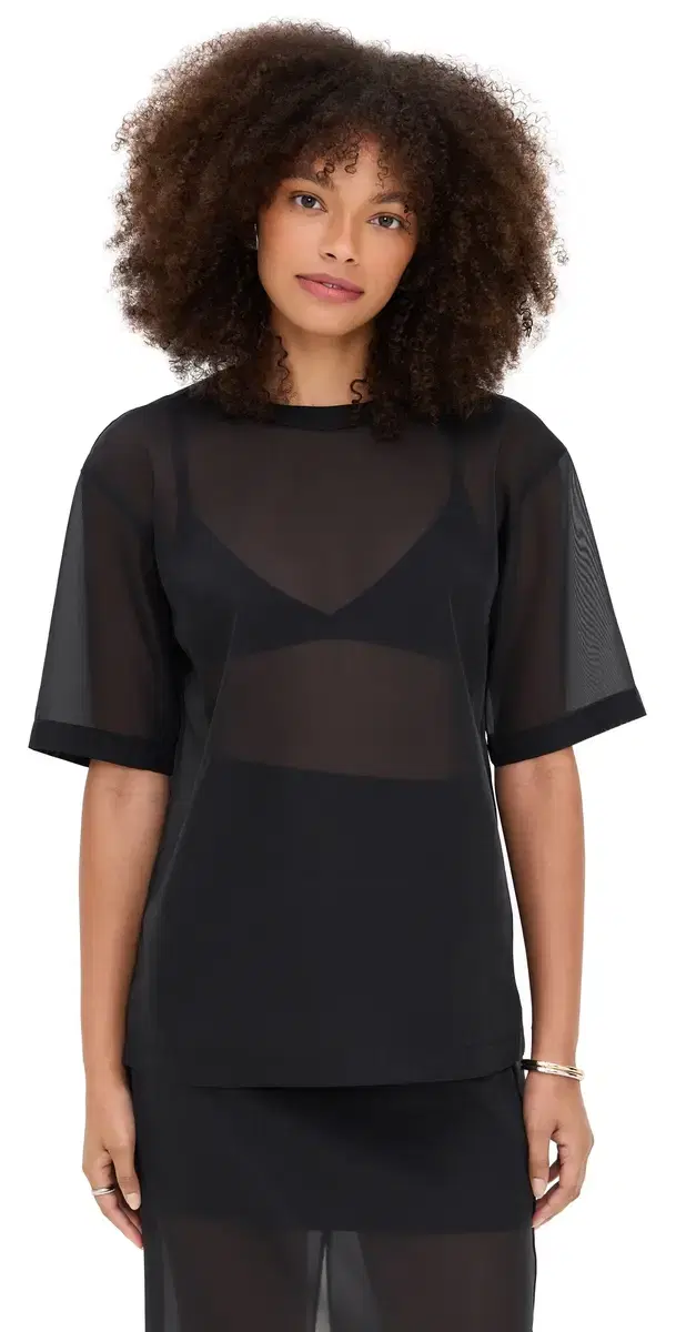 LE BOP Caroline Organza Tee Black