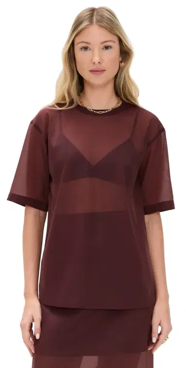 LE BOP Caroline Organza Tee Mahogany | Thumbnail 1