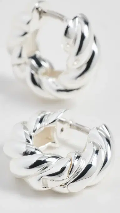 Gorjana Crew Helium Huggie Hoop Earrings Silver Plated One Size | Thumbnail 2