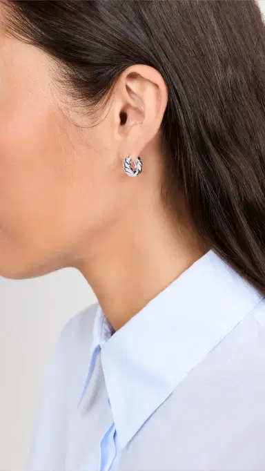 Gorjana Crew Helium Huggie Hoop Earrings Silver Plated One Size | Thumbnail 3