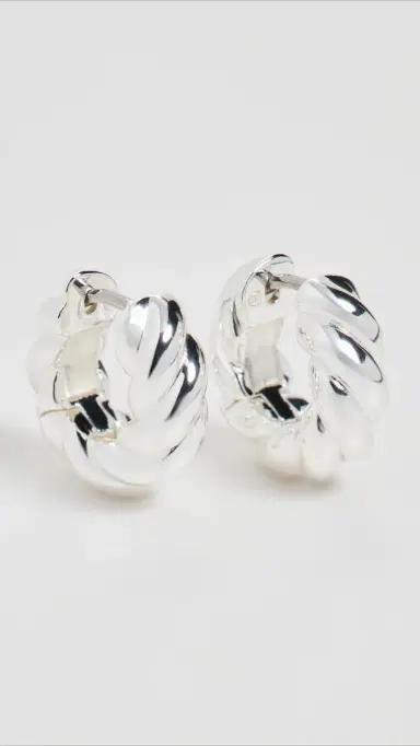Gorjana Crew Helium Huggie Hoop Earrings Silver Plated One Size | Thumbnail 4