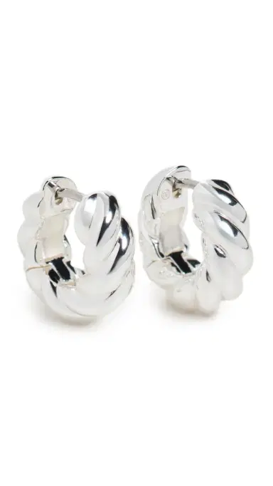 Gorjana Crew Helium Huggie Hoop Earrings Silver Plated One Size | Thumbnail 5