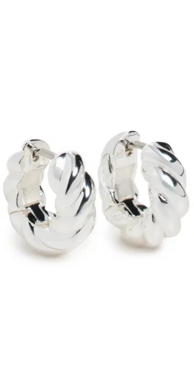 Gorjana Crew Helium Huggie Hoop Earrings Silver Plated One Size | Thumbnail 1