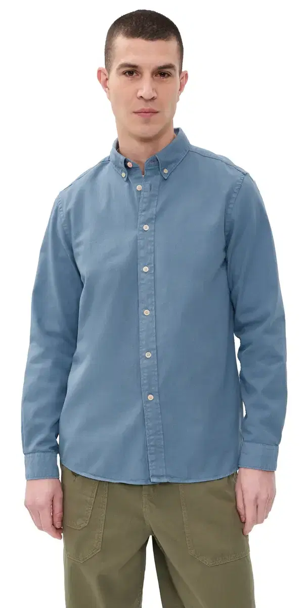 ong Sleeve Regular Fit Shirt Green-Blue