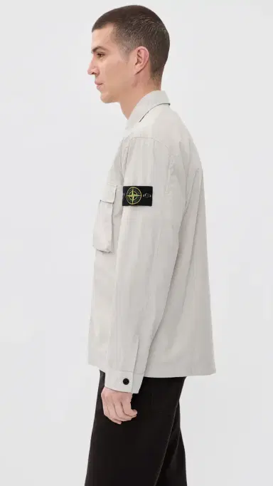 Stone Island Lightweight tretch Cotton Overshirt Pearl Grey | Thumbnail 4